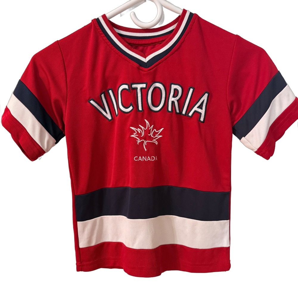 Teepee Canada Victoria BC Kids Red Jersey Style Souvenir T-Shirt Size 6/8